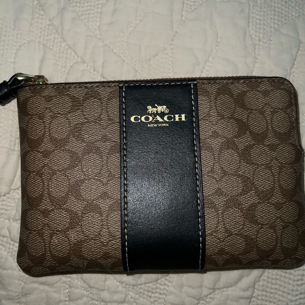 Coach Signature Brown and Black Clutch